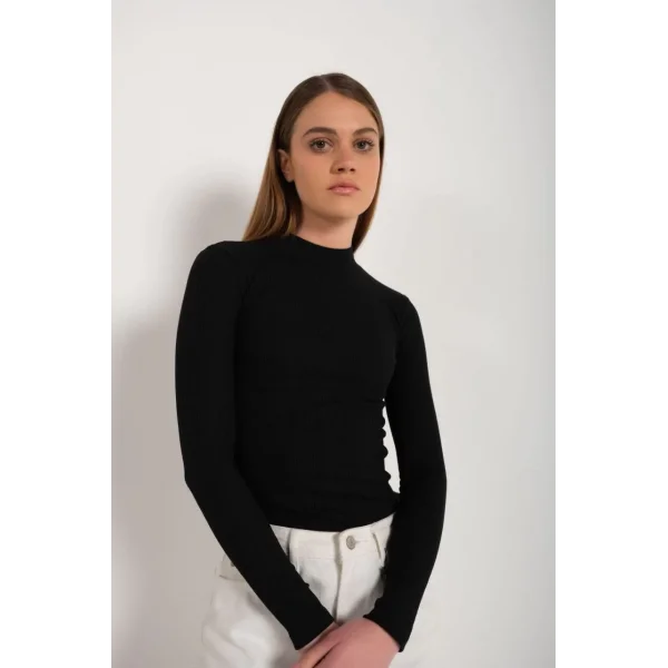 Kadın Full Likralı Fitilli Kaşkorse Body - Siyah