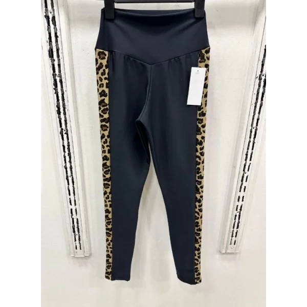 Kadın Full Likralı ikro Dalgıç Kumaş Leopar Desenli Yüksek Bel Tayt