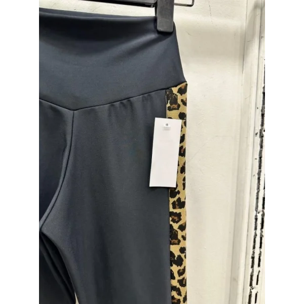 Kadın Full Likralı ikro Dalgıç Kumaş Leopar Desenli Yüksek Bel Tayt