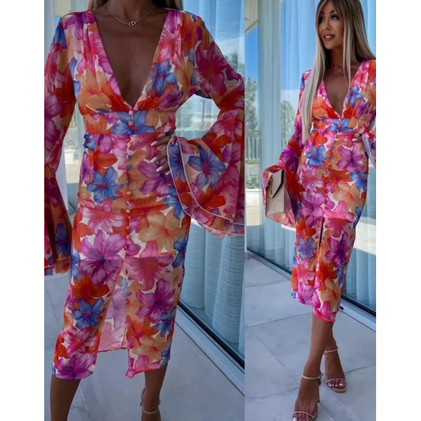 Kadın Göğüs Dekolteli Kolları Volan Detay Astarlı Tül Elbise