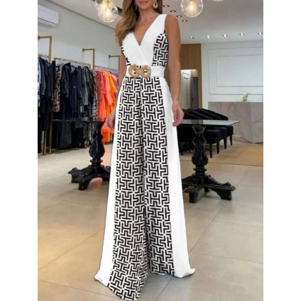 Kadın Göğüs Dekolteli Toka Detay Dijital Baskılı Tulum