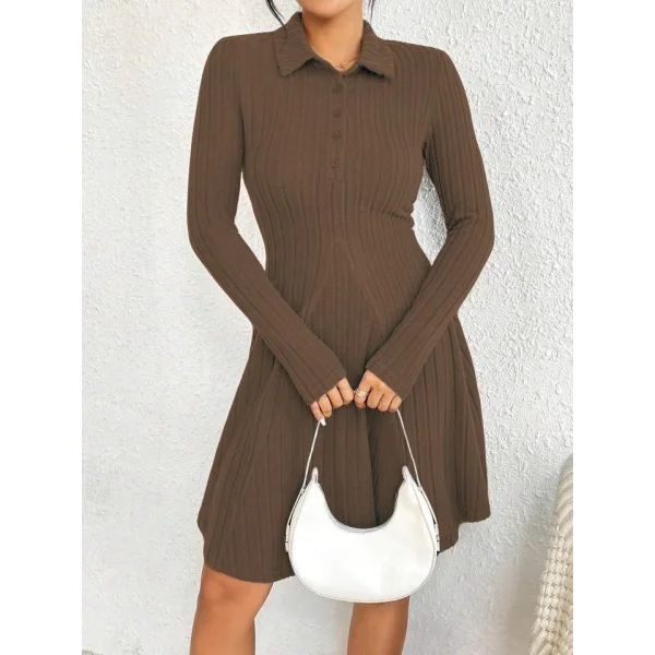 Kadın Gömlek Yaka Asimetrik Kesim Etek Detay Kaşkorse Elbise