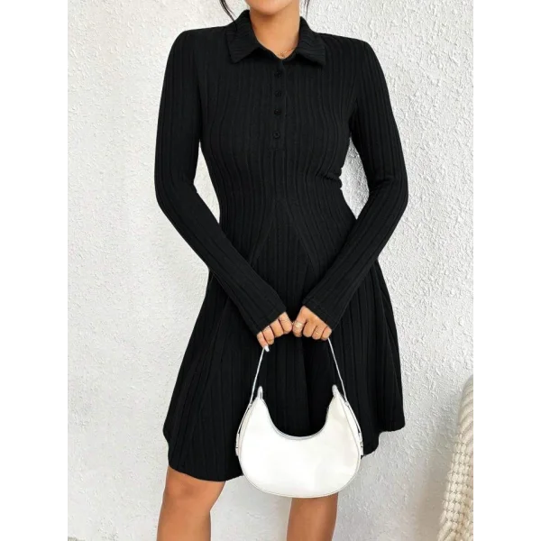 Kadın Gömlek Yaka Asimetril Kesim Etek Detay Kaşkorse Elbise