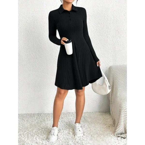 Kadın Gömlek Yaka Asimetril Kesim Etek Detay Kaşkorse Elbise