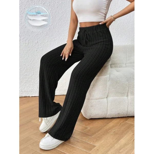 Kadın Hafif şardonlu Full Likralı Fitilli Kaşkorse Kumaş Bol Paça Pantolon