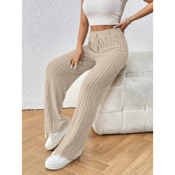 Kadın Hafif şardonlu Full Likralı Fitilli Kaşkorse Kumaş Bol Paça Pantolon