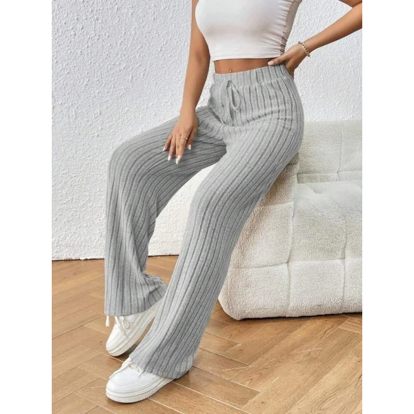 Kadın Hafif şardonlu Full Likralı Fitilli Kaşkorse Kumaş Bol Paça Pantolon