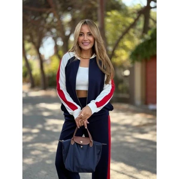 Kadın Hakim Yaka şerit Detay Hırka Ve Bol Paça Pantolon Ikili Takım