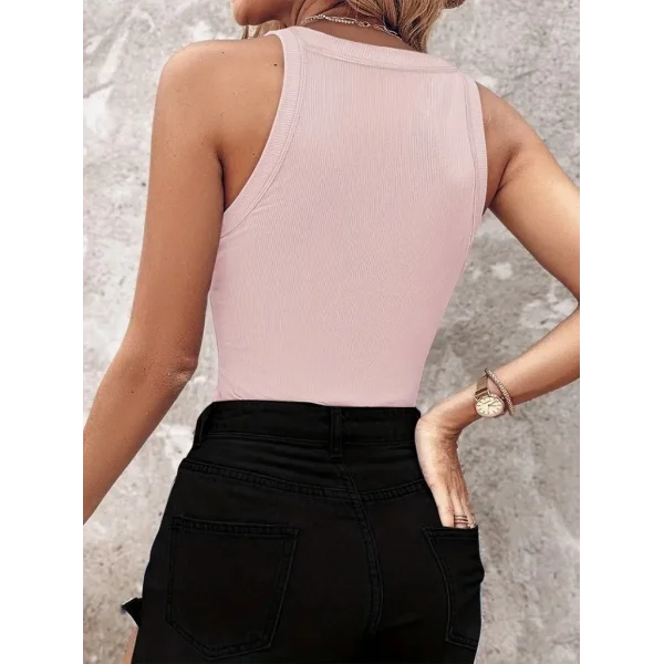 Kadın Halter Kollu Yuvarlak Taşlı Yaka Damla Detaylı Kaşkorse Bluz