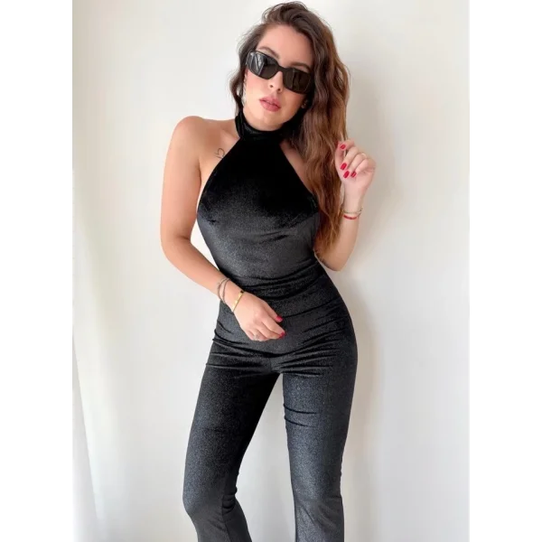 Kadın Halter Yaka Derin ırt Dekolteli Fırsat ürün Tulum