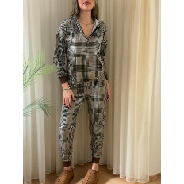 Kadın Iki Iplik Kumaş Fermuar Detay Kapüşonlu Ikili Takım