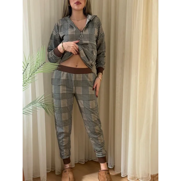 Kadın Iki Iplik Kumaş Fermuar Detay Kapüşonlu Ikili Takım