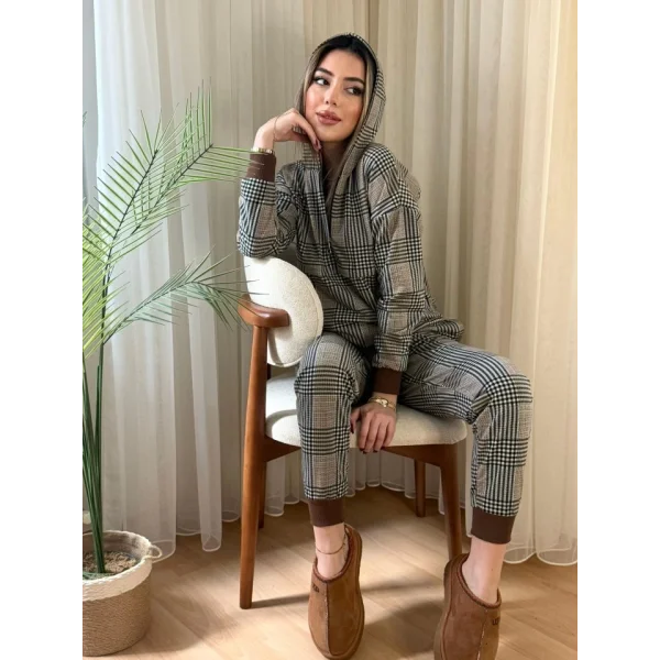 Kadın Iki Iplik Kumaş Fermuar Detay Kapüşonlu Ikili Takım