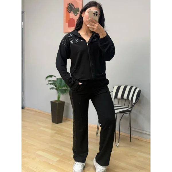 Kadın Iki Iplik Kumaş Pul Ve Fermuar Detaylı Ikili Takım