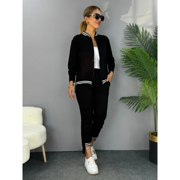 Kadın Iki Iplik Penye Kumaş Fermuar Detaylı Ribanalı Ikili Takım