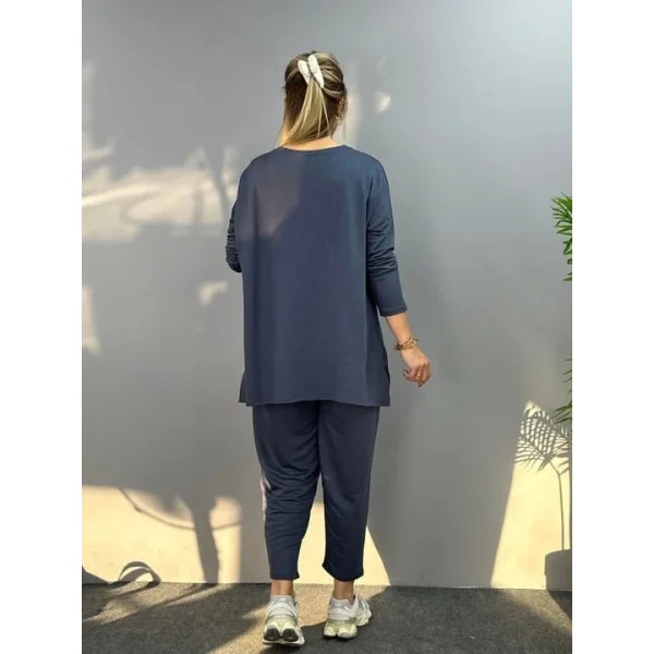 Kadın Iki Iplik Viskon Pamuk Kumaş Arma Detaylı Ikili Takım