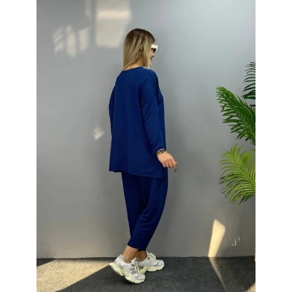 Kadın Iki Iplik Viskon Pamuk Kumaş Arma Detaylı Ikili Takım