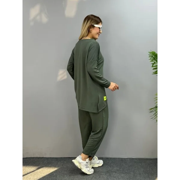 Kadın Iki Iplik Viskon Pamuk Kumaş Arma Detaylı Ikili Takım