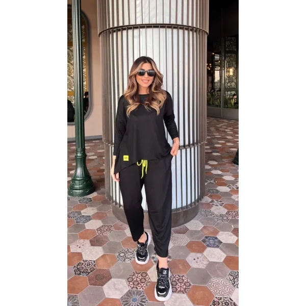 Kadın Iki Iplik Viskon Pamuk Kumaş Arma Detaylı Ikili Takım