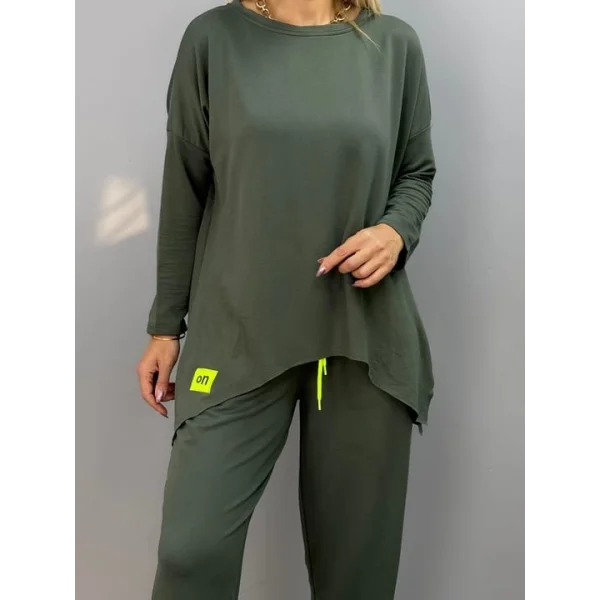 Kadın Iki Iplik Viskon Pamuk Kumaş Arma Detaylı Ikili Takım