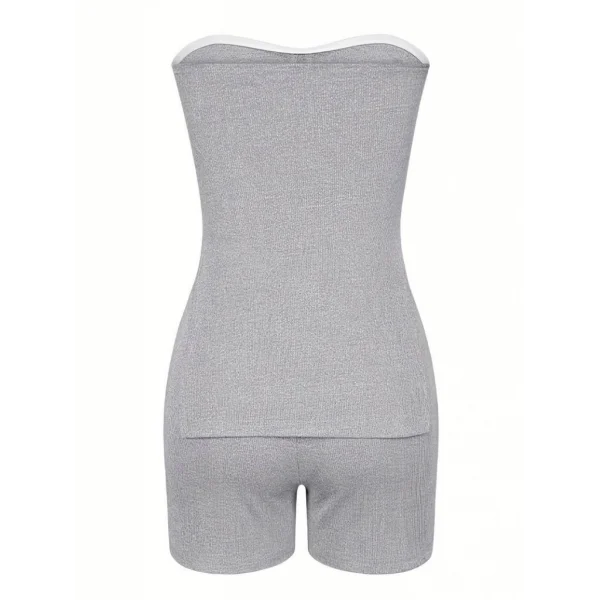 Kadın Iki Yanı Yırtmaçlı Straplez Bluz şort Tayt Kaşkorse Ikili Takım