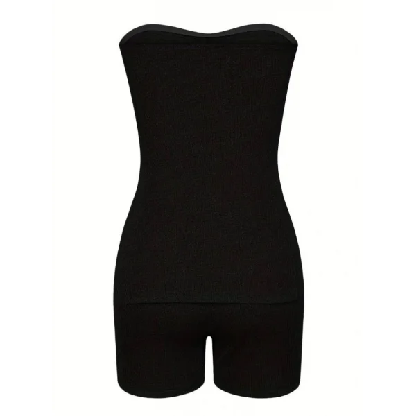 Kadın Iki Yanı Yırtmaçlı Straplez Bluzmini Tayt Kaşkorse Ikili Takım