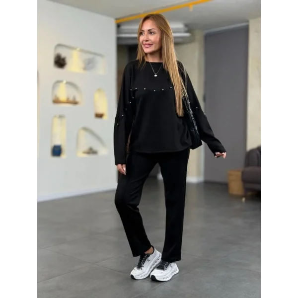 Kadın Inci Detay Modal Kumaş Ikili Takım