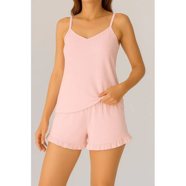 Kadın Ip Askılı Atlet Ve Alt Pon Pon Aerobin Short Takım