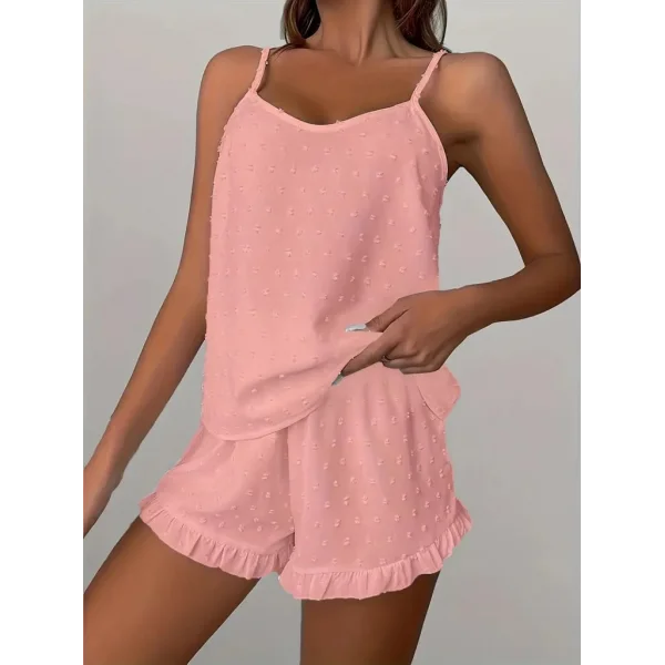 Kadın Ip Askılı Atlet Ve Alt Pon Pon Detaylı Aerobin Shortlu Takım