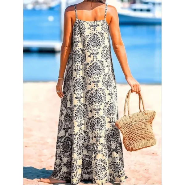 Kadın Ip Askılı Desenli Fırfırlı Süprem Elbise