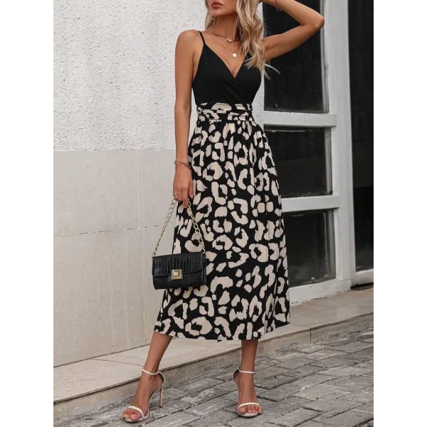 Kadın Ip Askılı Kruvaze Yakalı üst Janjan Alt Süprem Elbise