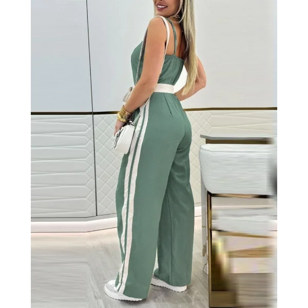 Kadın Ip Askılı Straplez Belden Kuşaklı Viskon Iki Iplik Tulum