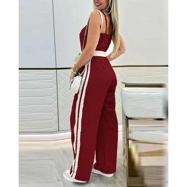 Kadın Ip Askılı Straplez Belden Kuşaklı Viskon Iki Iplik Tulum