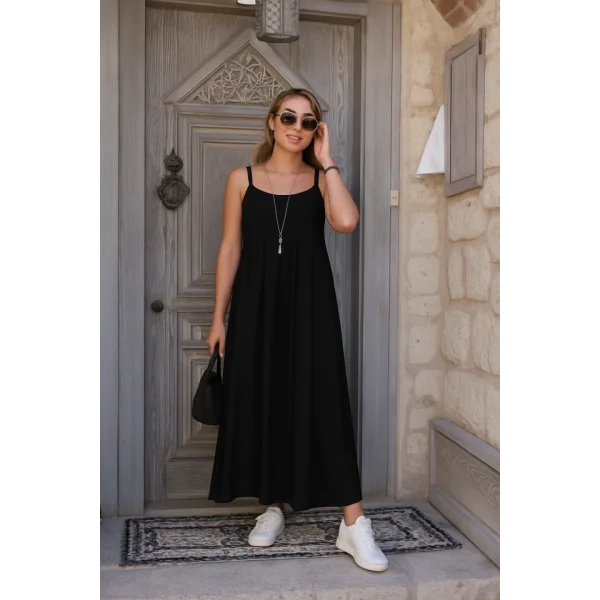 Kadın Ip Askılı V Yakalı Asimetrik Detaylı Aerobin Elbise