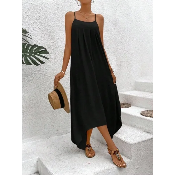 Kadın Ip Askılı V Yakalı Asimetrik Detaylı Aerobin Elbise