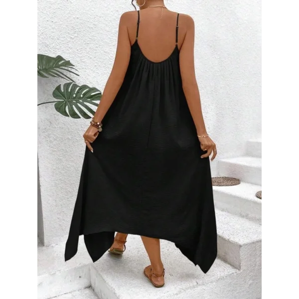 Kadın Ip Askılı V Yakalı Asimetrik Detaylı Aerobin Elbise