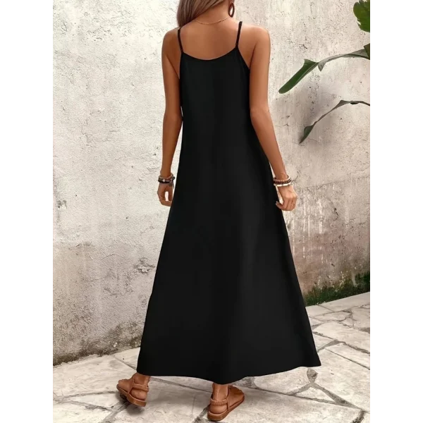 Kadın Ip Askılı V Yakalı Desenli Süprem Maxi Elbise