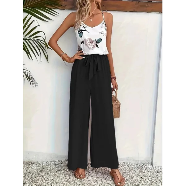 Kadın Ip Askılı V Yakalı Süprem Bluz Ve Aerobin Pantolon Ikili Takım