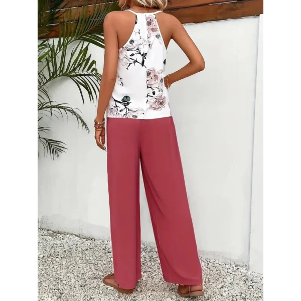 Kadın Ip Askılı V Yakalı Süprem Bluz Ve Aerobin Pantolon Ikili Takım