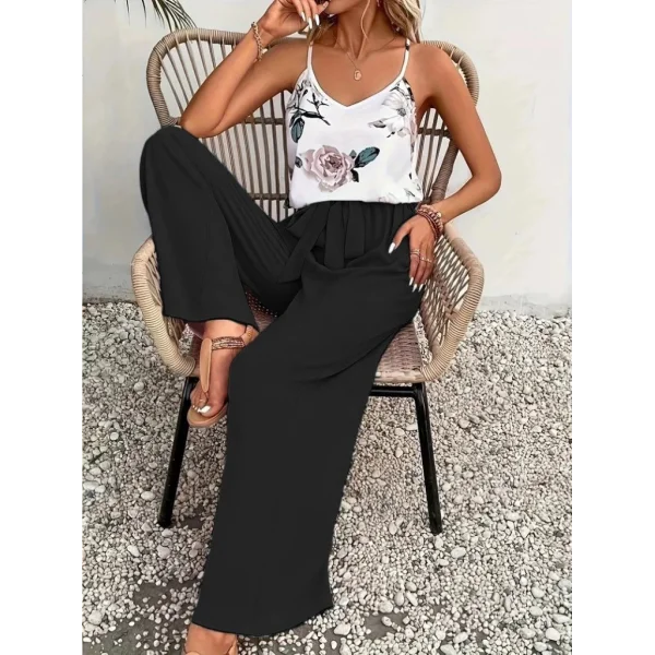 Kadın Ip Askılı V Yakalı Süprem Bluz Ve Aerobin Pantolon Ikili Takım