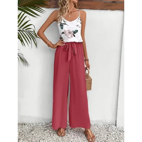 Kadın Ip Askılı V Yakalı Süprem Bluz Ve Aerobin Pantolon Ikili Takım