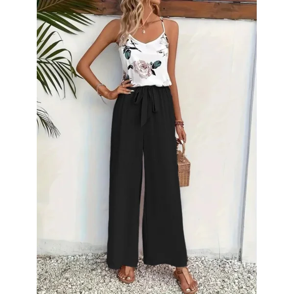 Kadın Ip Askılı V Yakalı Süprem Bluz Ve Aerobin Pantolon Ikili Takım