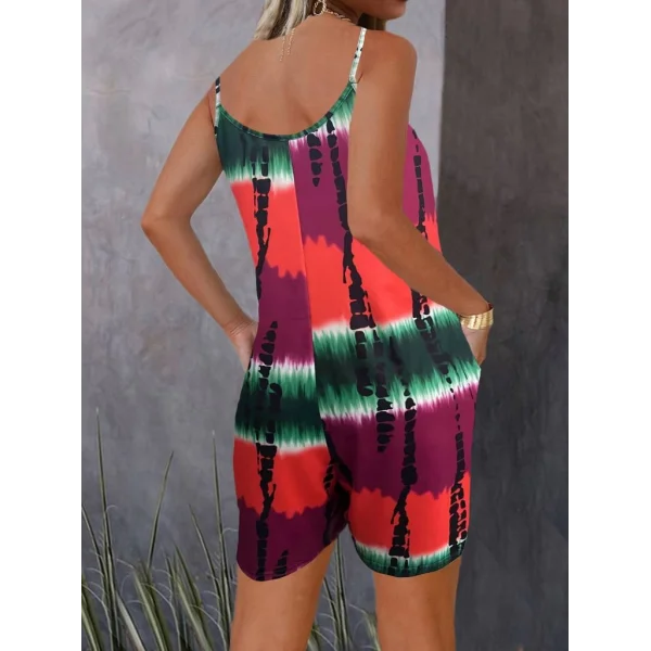 Kadın Ip Askılı Yuvarlak Yaka Cepli Kısa şort Süprem Tulum