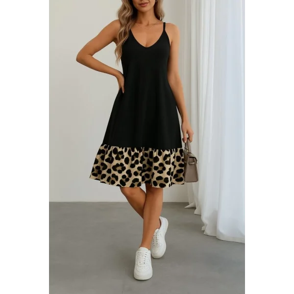 Kadın Ip Detaylı Kısa Elbise Askılı Yuvarlak Yakalı Viskon Etek Süprem Elbise