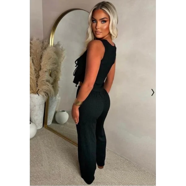 Kadın Ital Piliseli Kumaş önde Bağcık Detaylı Takım