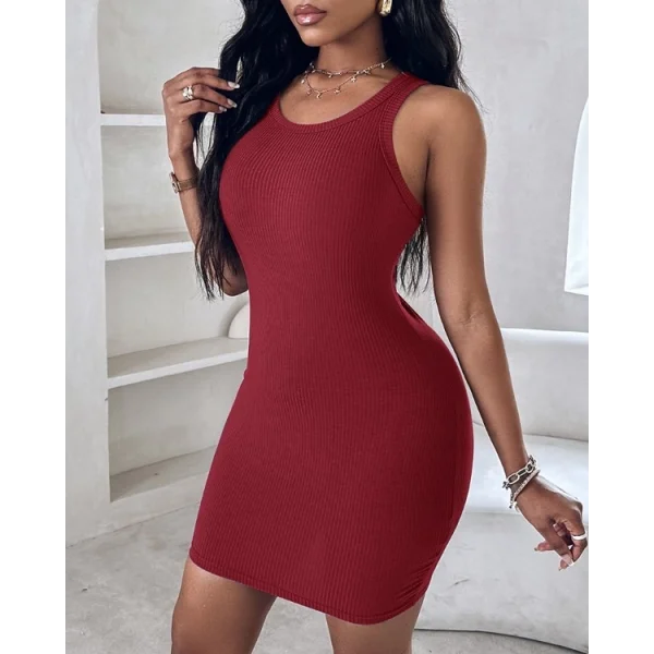 Kadın Kalın Askılı Bodycon Kaşkorse Mini Elbise