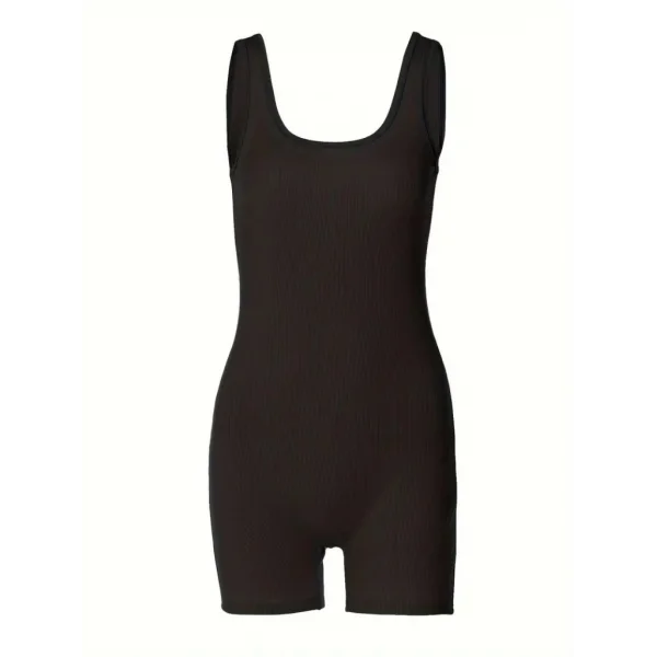 Kadın Kalın Askılı Bodycon Kaşkorse şort Tulum