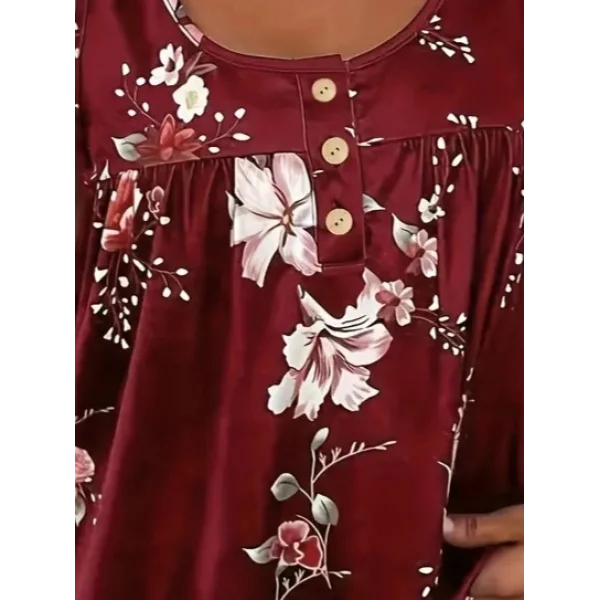 Kadın Kalın Askılı önü Düğme Detay çiçek Desen Bluz