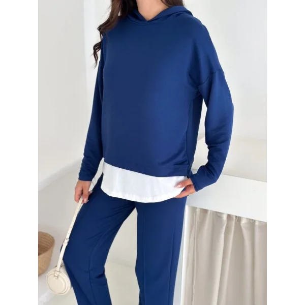 Kadın Kapşunlu Ve Atlet Detaylı Tunik Yüksek Bel Pantolunlu ıkılı Takım