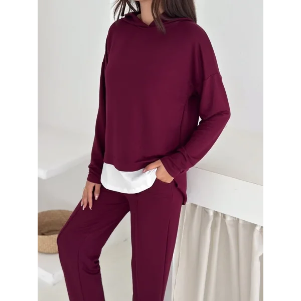 Kadın Kapşunlu Ve Atlet Detaylı Tunik Yüksek Bel Pantolunlu ıkılı Takım